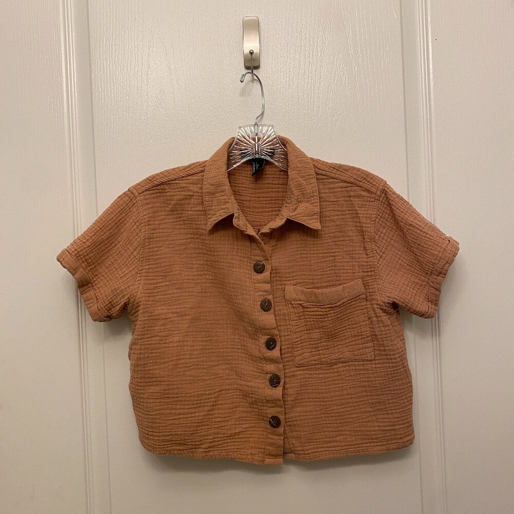 Textured button-front shirt